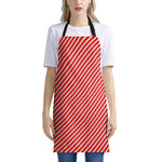 Red And White Candy Cane Pattern Print Apron