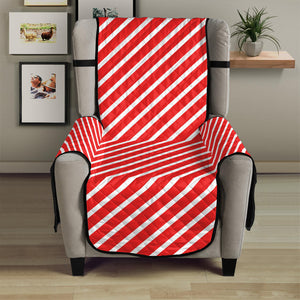 Red And White Candy Cane Pattern Print Armchair Protector