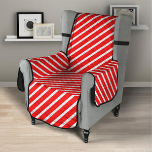 Red And White Candy Cane Pattern Print Armchair Protector