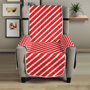 Red And White Candy Cane Pattern Print Armchair Protector