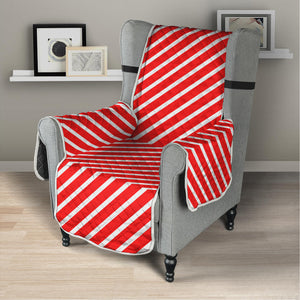 Red And White Candy Cane Pattern Print Armchair Protector