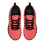 Red And White Candy Cane Pattern Print Black Sneakers