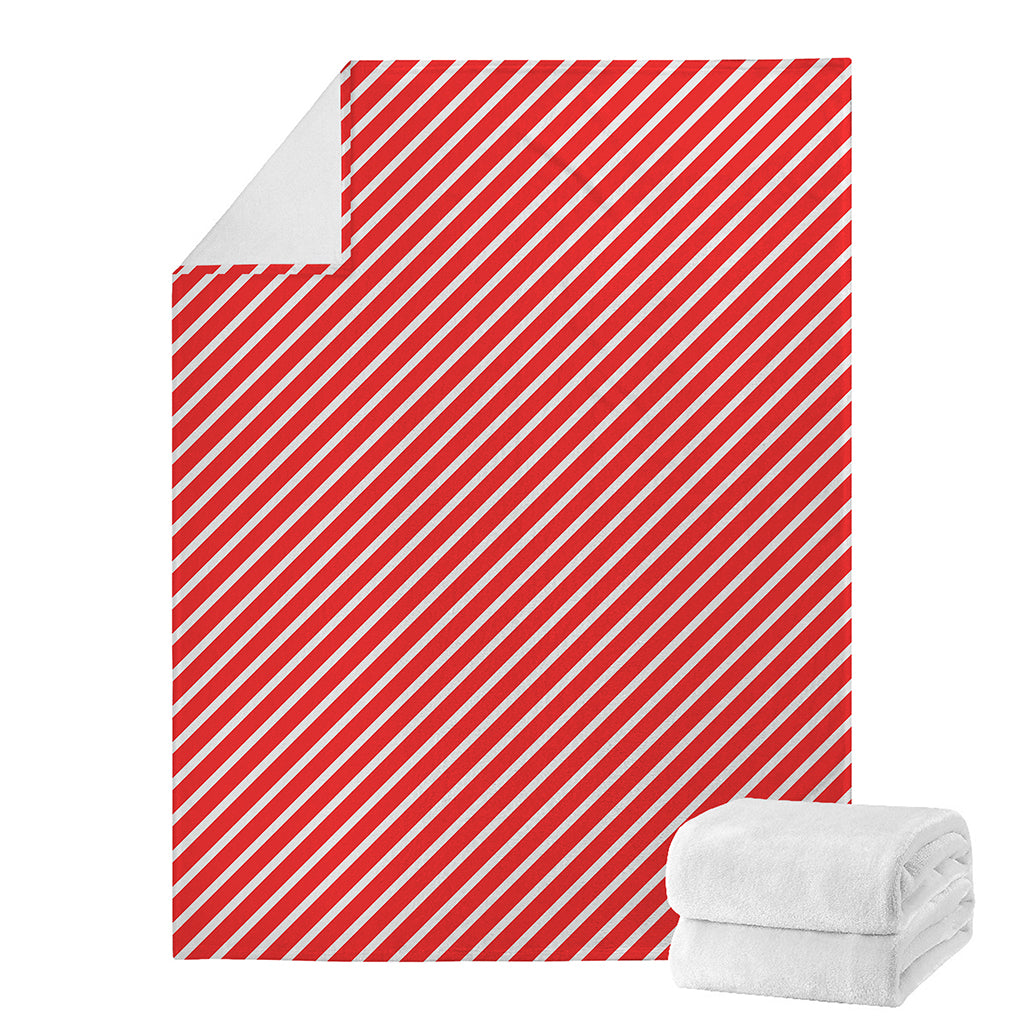 Red And White Candy Cane Pattern Print Blanket