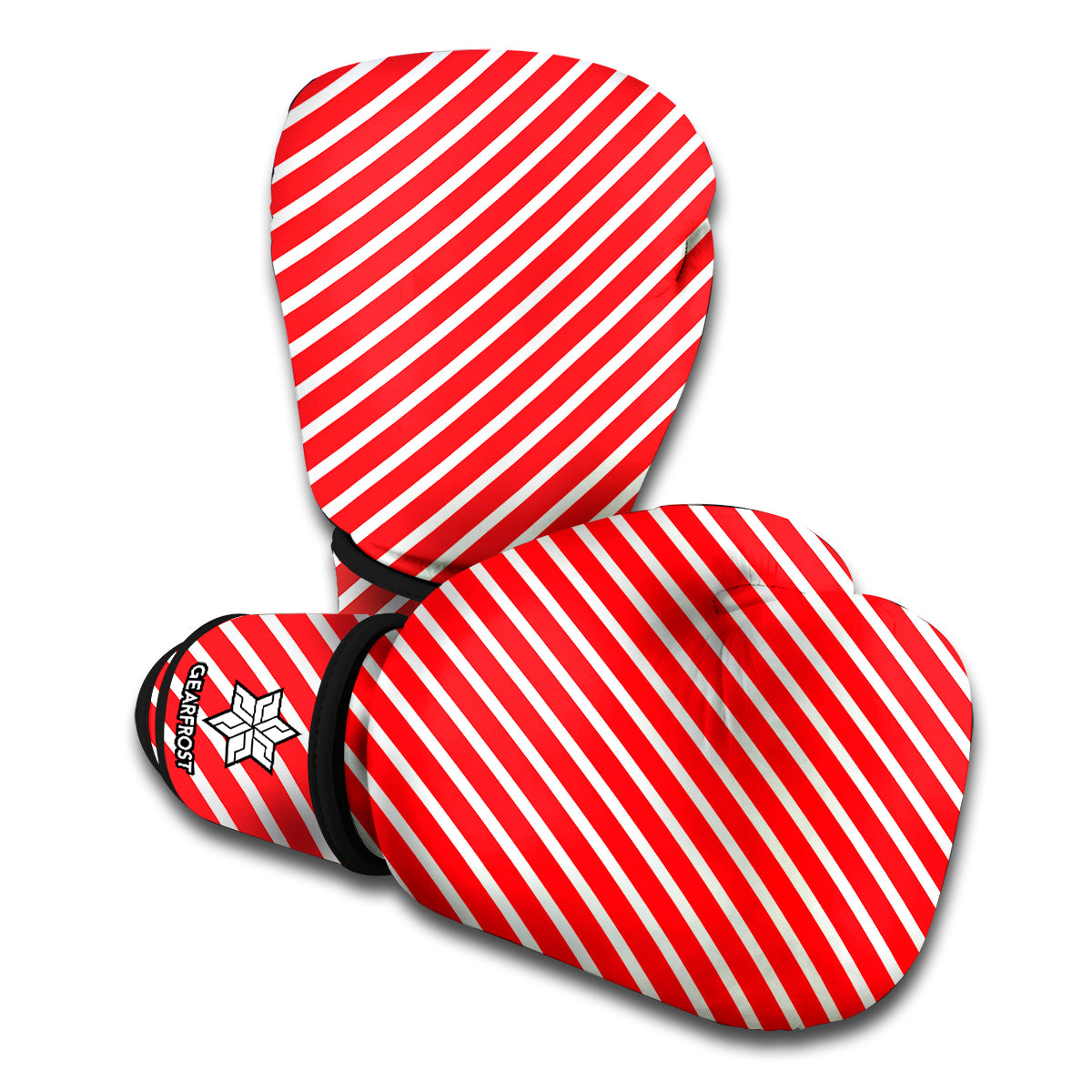 Red And White Candy Cane Pattern Print Boxing Gloves