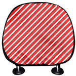 Red And White Candy Cane Pattern Print Car Headrest Covers