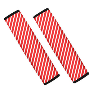 Red And White Candy Cane Pattern Print Car Seat Belt Covers