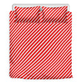 Red And White Candy Cane Pattern Print Duvet Cover Bedding Set