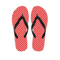 Red And White Candy Cane Pattern Print Flip Flops