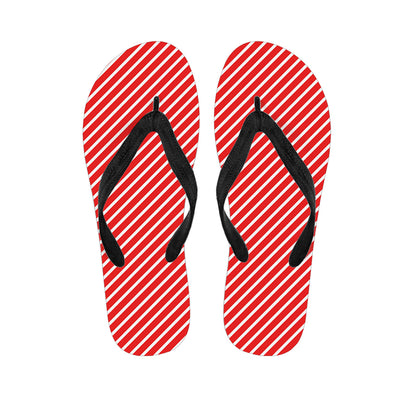 Red And White Candy Cane Pattern Print Flip Flops