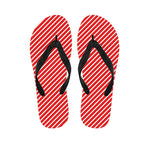 Red And White Candy Cane Pattern Print Flip Flops