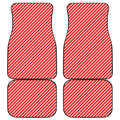Red And White Candy Cane Pattern Print Front and Back Car Floor Mats