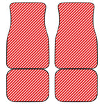 Red And White Candy Cane Pattern Print Front and Back Car Floor Mats