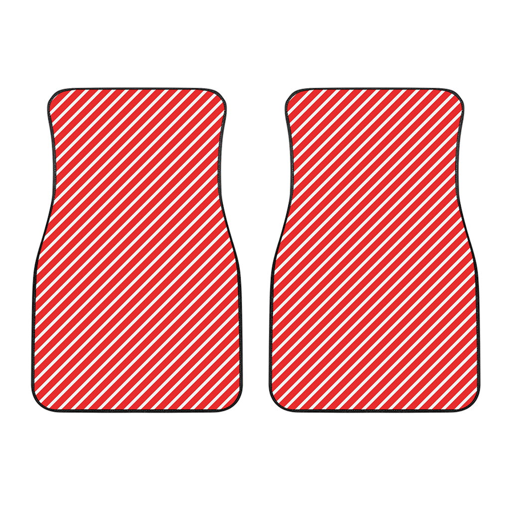 Red And White Candy Cane Pattern Print Front Car Floor Mats