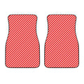 Red And White Candy Cane Pattern Print Front Car Floor Mats