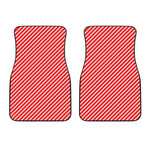 Red And White Candy Cane Pattern Print Front Car Floor Mats