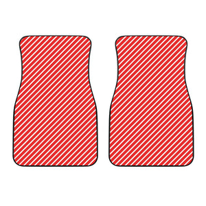 Red And White Candy Cane Pattern Print Front Car Floor Mats