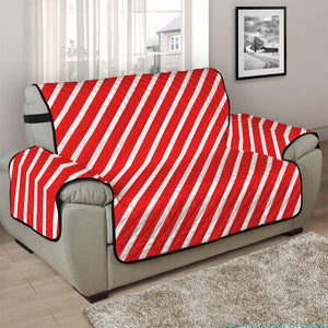 Red And White Candy Cane Pattern Print Half Sofa Protector