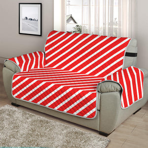 Red And White Candy Cane Pattern Print Half Sofa Protector