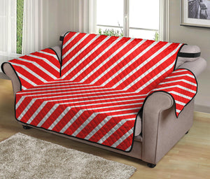 Red And White Candy Cane Pattern Print Loveseat Protector