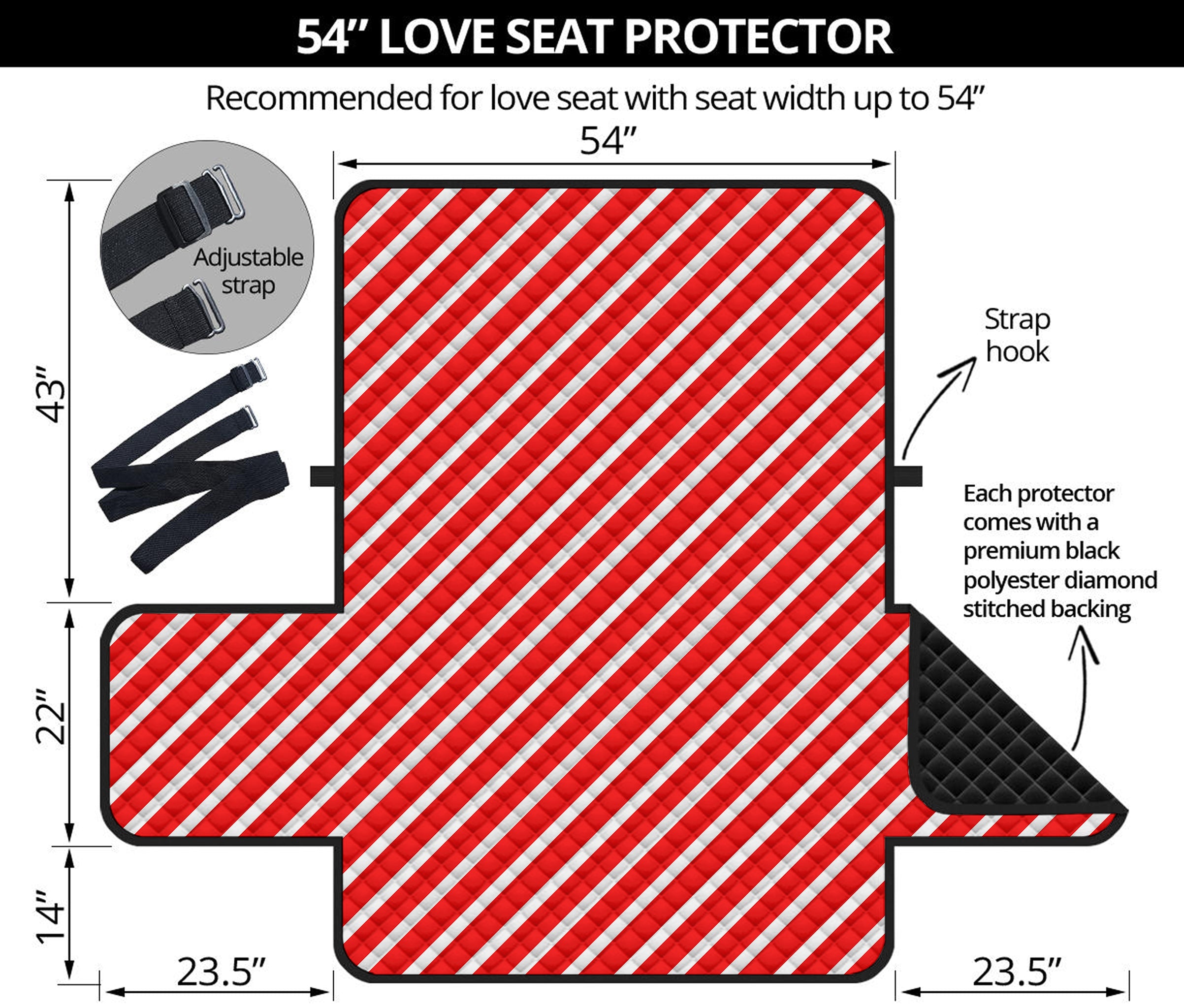 Red And White Candy Cane Pattern Print Loveseat Protector