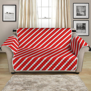 Red And White Candy Cane Pattern Print Loveseat Protector