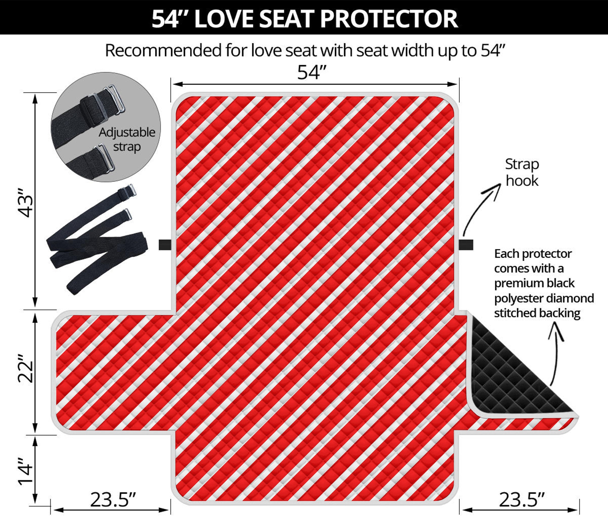 Red And White Candy Cane Pattern Print Loveseat Protector