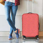 Red And White Candy Cane Pattern Print Luggage Cover