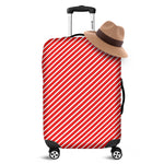 Red And White Candy Cane Pattern Print Luggage Cover