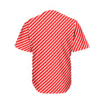 Red And White Candy Cane Pattern Print Men's Baseball Jersey