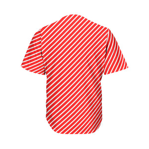 Red And White Candy Cane Pattern Print Men's Baseball Jersey