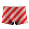 Red And White Candy Cane Pattern Print Men's Boxer Briefs