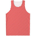 Red And White Candy Cane Pattern Print Men's Tank Top