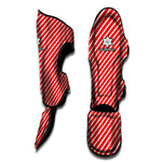 Red And White Candy Cane Pattern Print Muay Thai Shin Guard