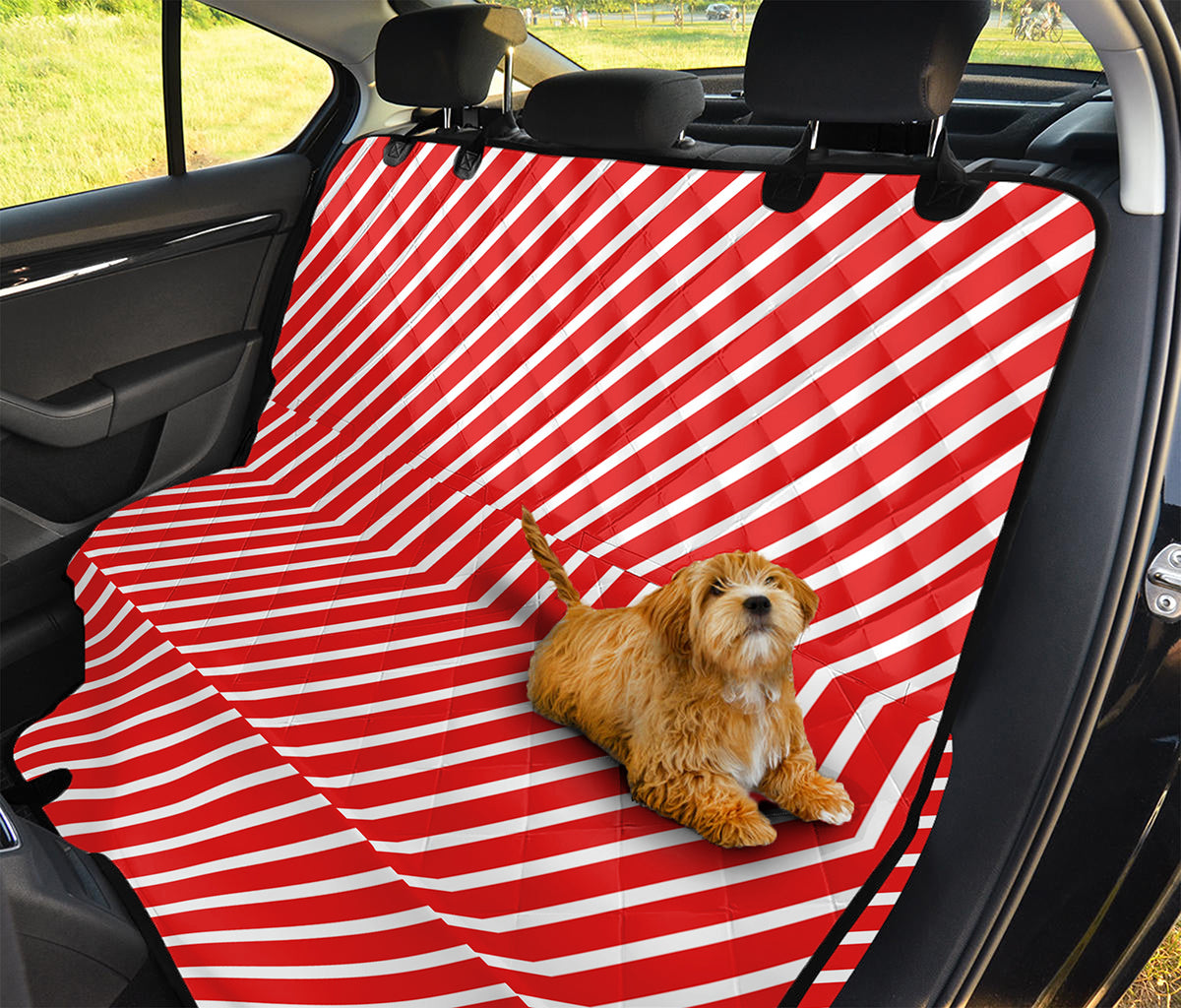 Red And White Candy Cane Pattern Print Pet Car Back Seat Cover