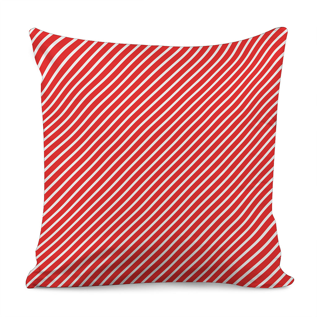 Red And White Candy Cane Pattern Print Pillow Cover