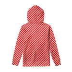 Red And White Candy Cane Pattern Print Pullover Hoodie