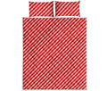Red And White Candy Cane Pattern Print Quilt Bed Set