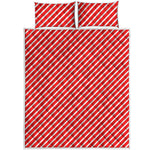 Red And White Candy Cane Pattern Print Quilt Bed Set