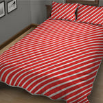 Red And White Candy Cane Pattern Print Quilt Bed Set