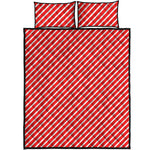 Red And White Candy Cane Pattern Print Quilt Bed Set