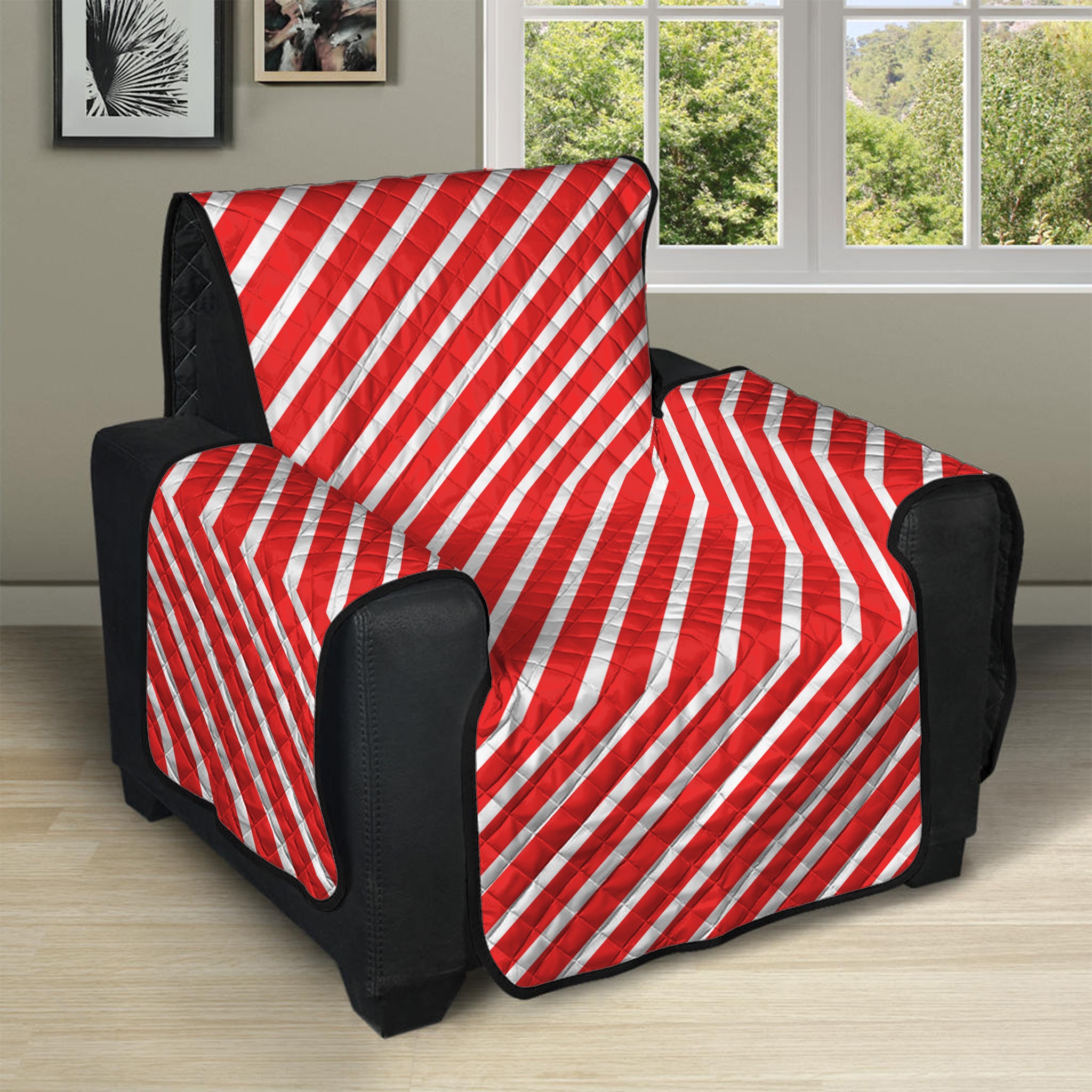 Red And White Candy Cane Pattern Print Recliner Protector