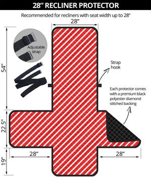 Red And White Candy Cane Pattern Print Recliner Protector