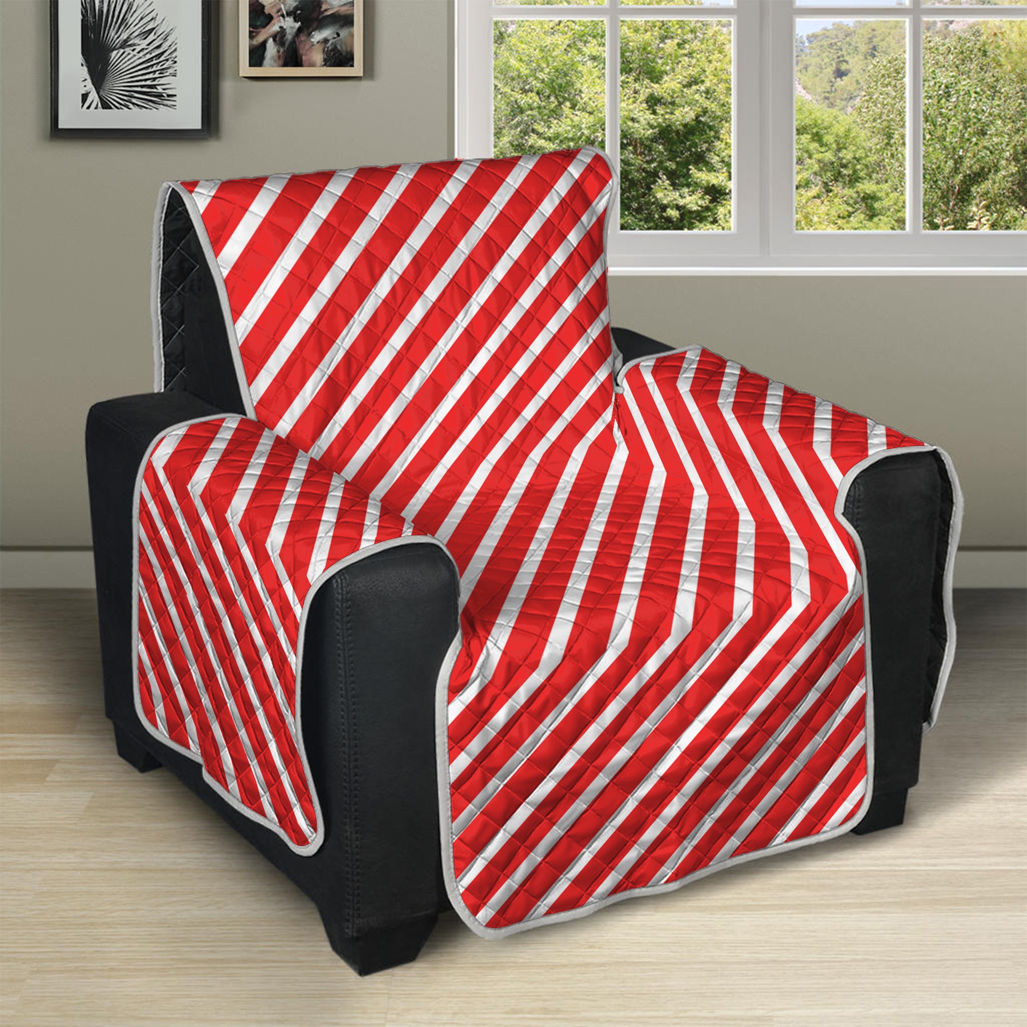 Red And White Candy Cane Pattern Print Recliner Protector