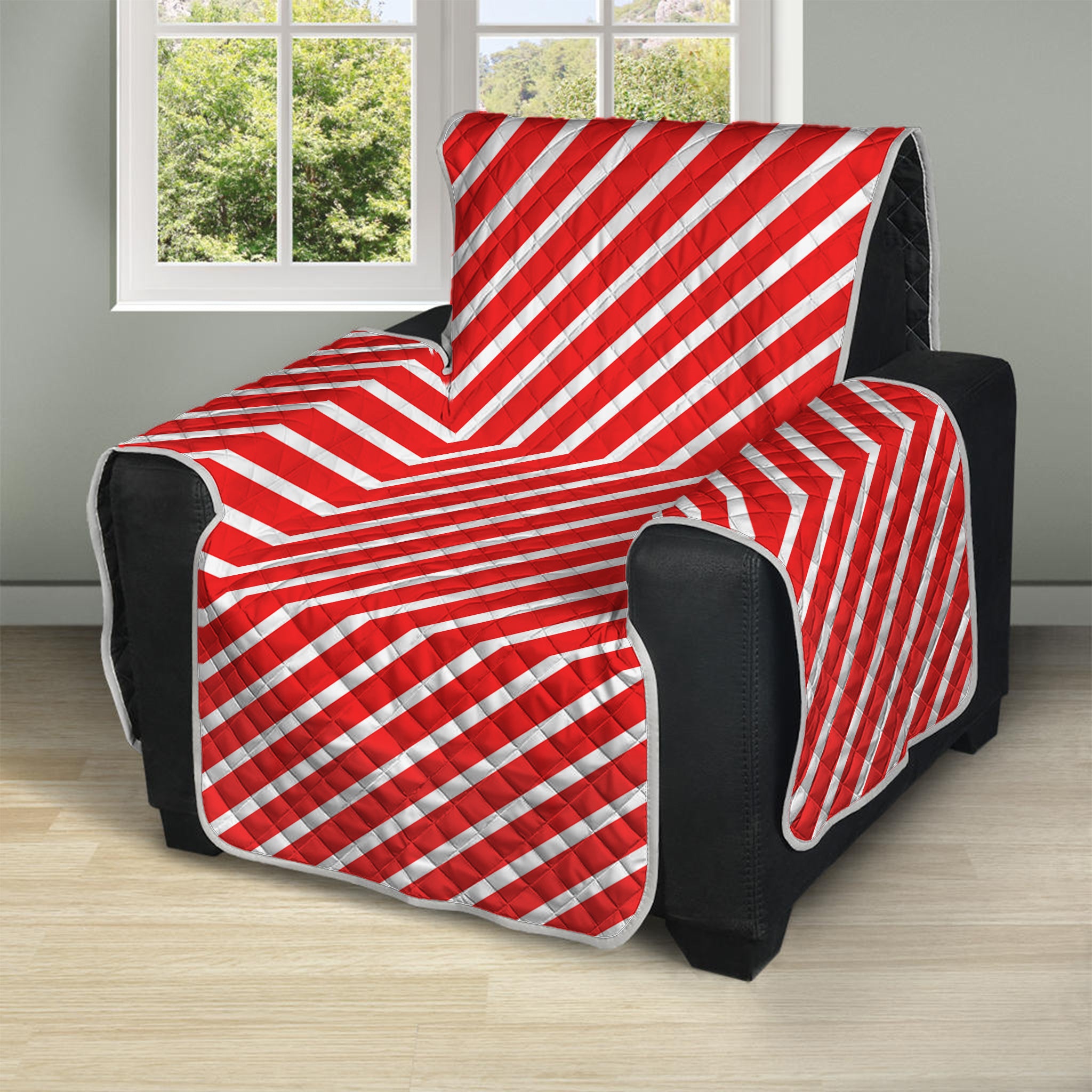 Red And White Candy Cane Pattern Print Recliner Protector