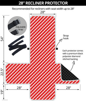 Red And White Candy Cane Pattern Print Recliner Protector