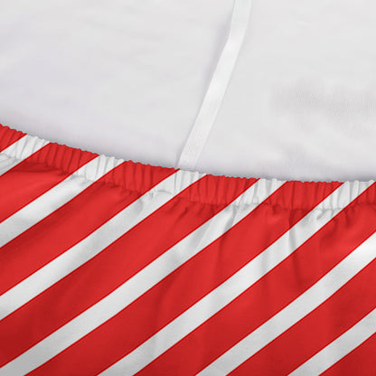 Red And White Candy Cane Pattern Print Sofa Cover