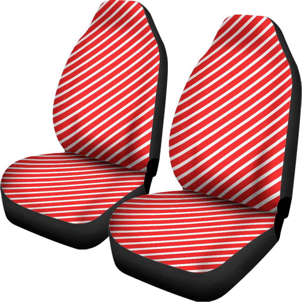 Red And White Candy Cane Pattern Print Universal Fit Car Seat Covers