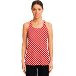 Red And White Candy Cane Pattern Print Women's Racerback Tank Top