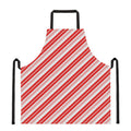 Red And White Candy Cane Stripe Print Apron