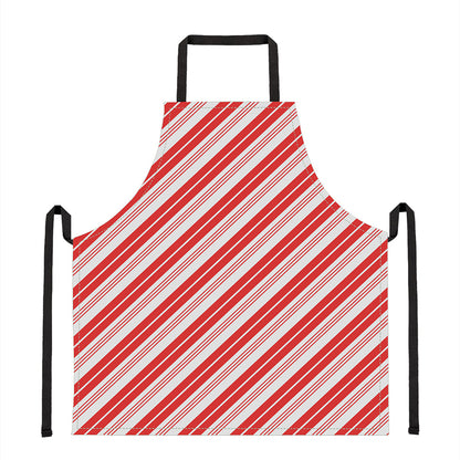 Red And White Candy Cane Stripe Print Apron